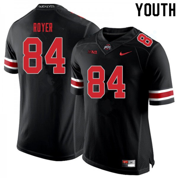 Ohio State Buckeyes #84 Joe Royer Youth Football Jersey Blackout OSU94432